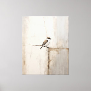 Wabi sabi mood neutral minimalist bird canvas