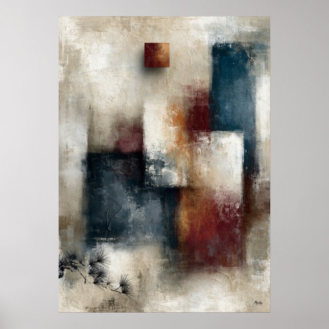 Wabi-Sabi Pine Echo Modern Japanese Abstract Wall  Poster (Front)