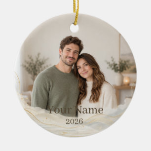 Wabi-Sabi Wave Custom Photo Ornament