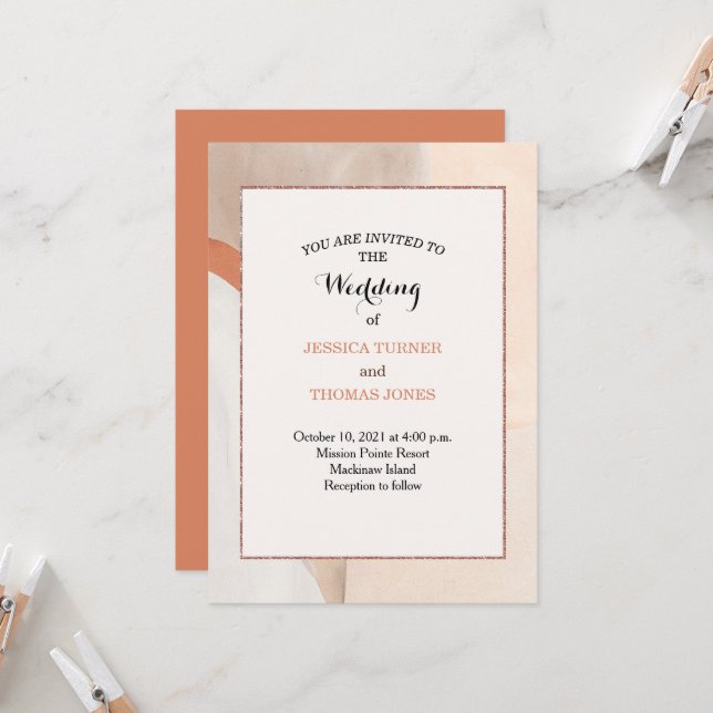 Wabi Sabi Wedding Invitation (Front/Back In Situ)
