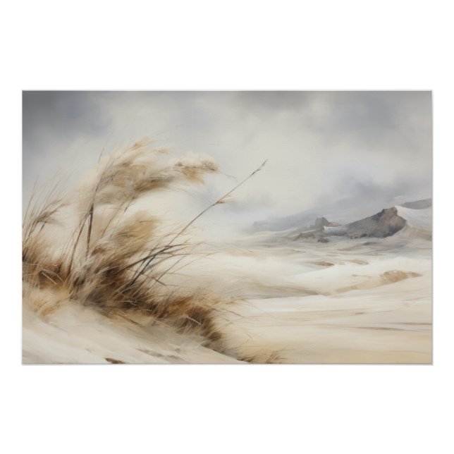 Wabisabi Aesthetic Windswept Beach Landscape Poster (Front)