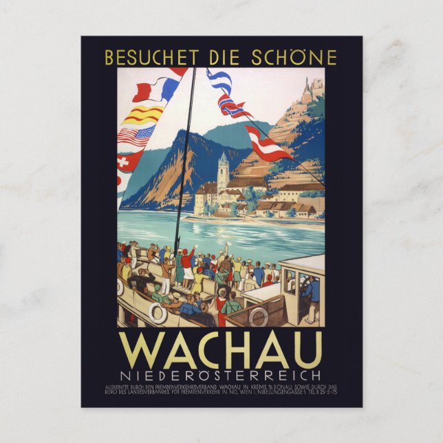Wachau Austria Vintage Poster 1930 Postcard (Front)