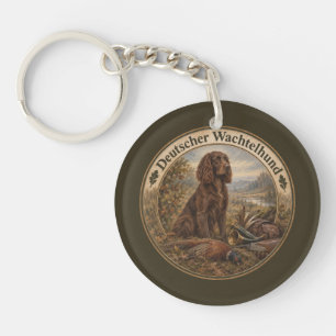 Wachtelhund Hunting Art , German Spaniel Keychain