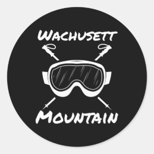 Wachusett Mountain Machusetts Skier Skiing Skis Go Classic Round Sticker