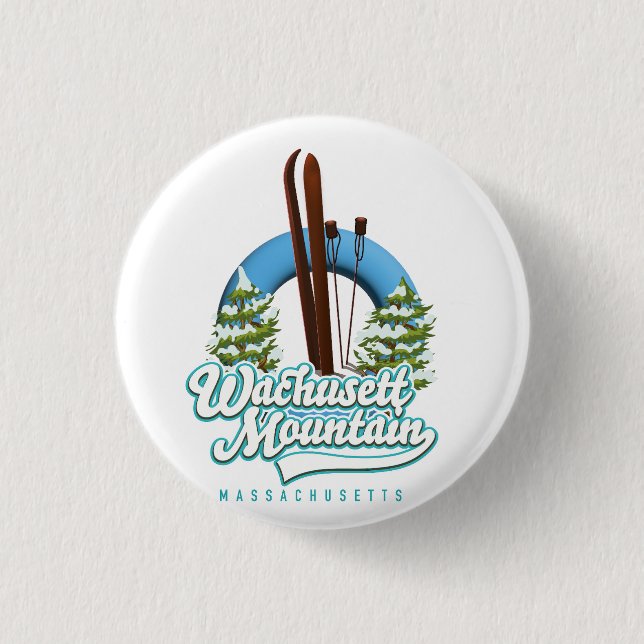 Wachusett Mountain Massachusetts ski logo 1 Inch Round Button (Front)