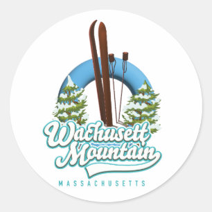 Wachusett Mountain Massachusetts ski logo Classic Round Sticker