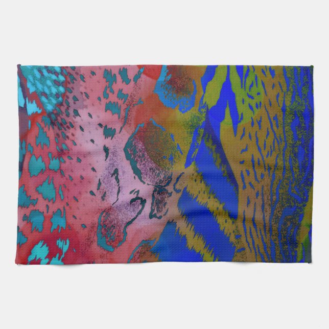 Wacky Colourful Animal Leopard Print Kitchen Towel (Horizontal)