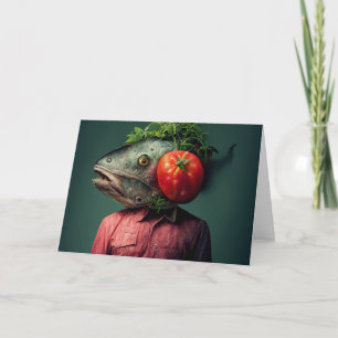 Wacky Fish Head Man With Tomato All Occasions  Card