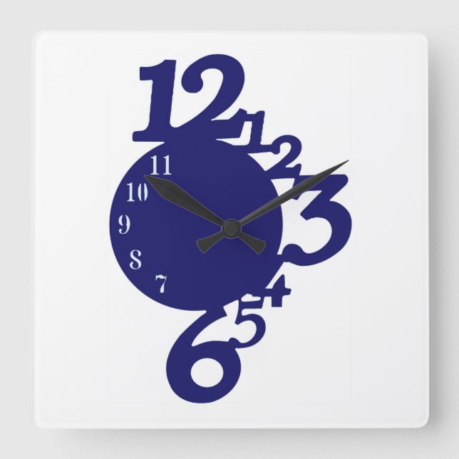 WacKy Fun Unique Royal Navy Blue Carré Mur Horloge (Recto)