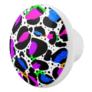 Wacky Leopard Vibrant Quirky Door Knobs