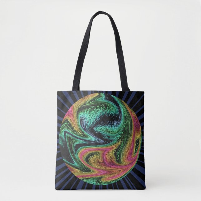 Wacky Neon Marble Graphic Tote Bag (Front)