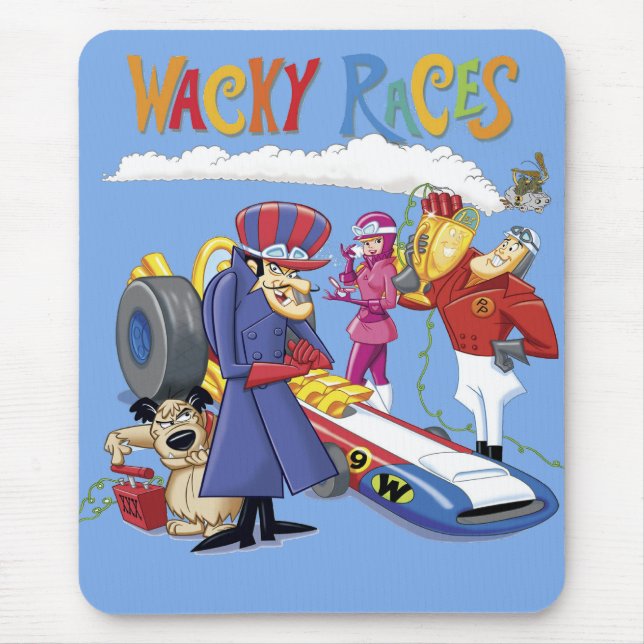 Wacky Races 60s 70s 90s 80s Cartoon Scifi Retro Mouse Pad (Front)