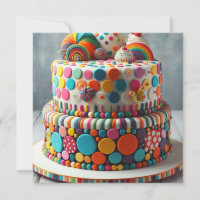 WACKY WEIRD COLORFUL LINES & CIRCLES CAKE BIRTHDAY