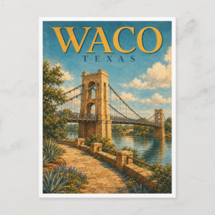 Waco Texas Suspension Bridge GeoSaga Postcard