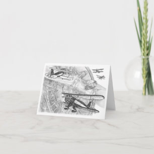 Waco YMF Biplane Drawing by Kelli Swan Card