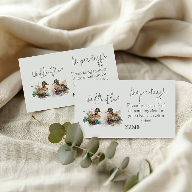 Waddle It Be Duck Gender Reveal Diaper Raffle Enclosure Card (Creator Uploaded)