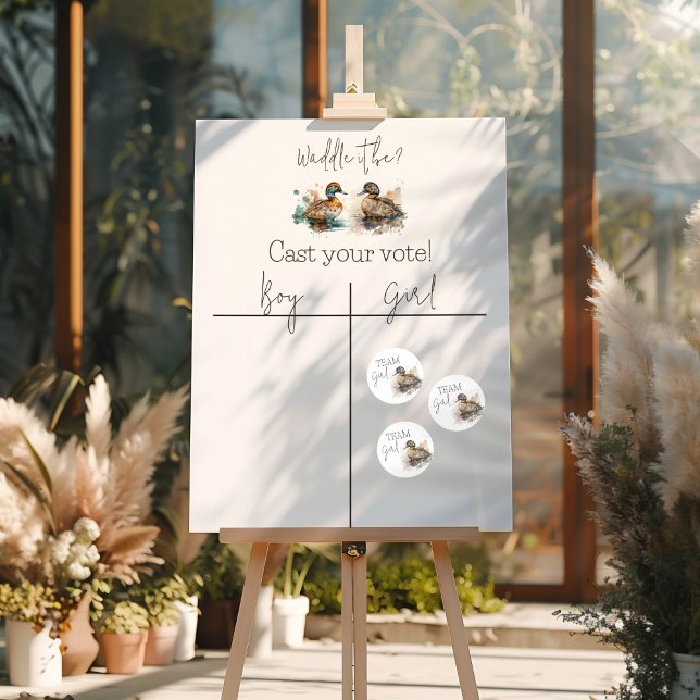 Waddle It Be Duck Gender Reveal Team Girl Voting Classic Round Sticker (Creator Uploaded)