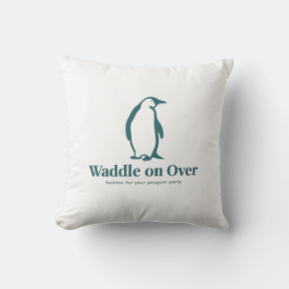 Waddle On Over Adorable Penguin Throw Pillow