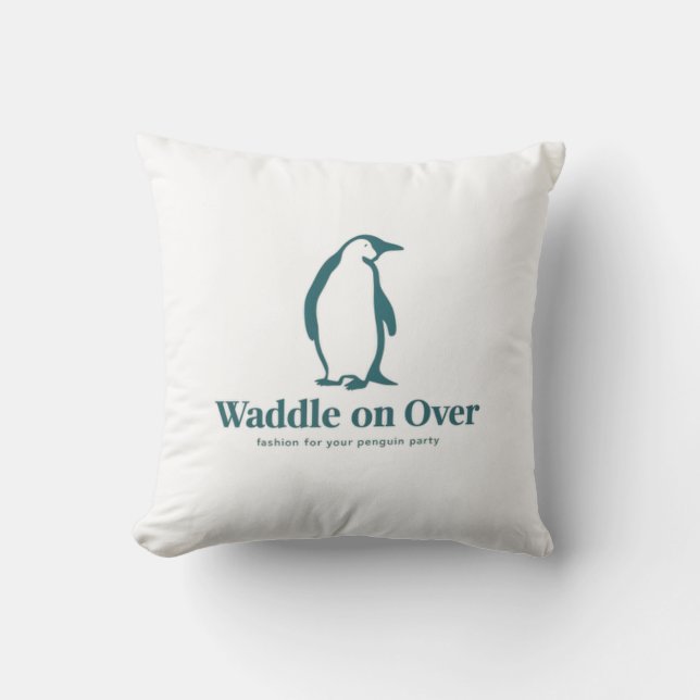 Waddle On Over Adorable Penguin Throw Pillow (Front)
