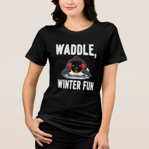 Waddle Winter Fun – Cute Penguin Christmas Design Tri-Blend Shirt