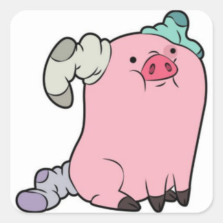 Waddles in socks square sticker