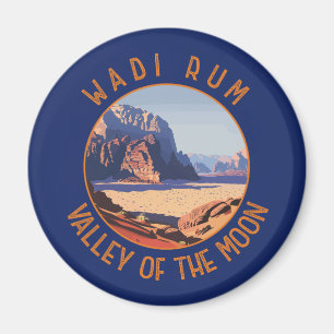 Wadi Rum Jordan Retro Distressed Circle Magnet