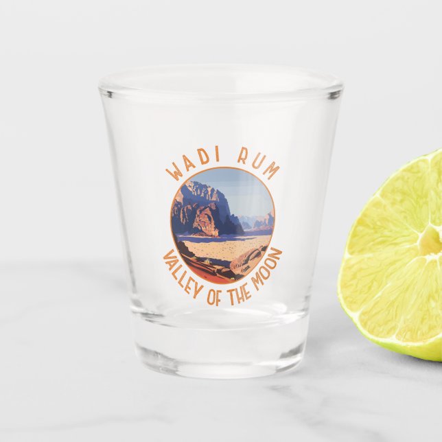 Wadi Rum Jordan Retro Distressed Circle Shot Glass (Front)