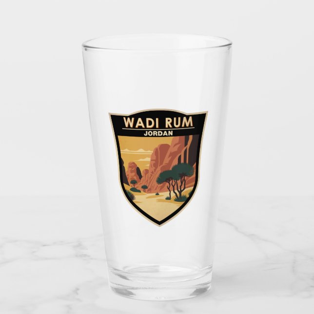 Wadi Rum Jordan Travel Art Vintage Glass (Front)