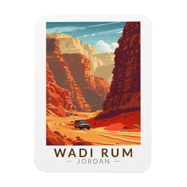 Wadi Rum Jordan Travel Art Vintage Magnet (Vertical)