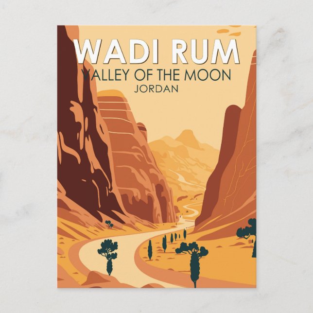 Wadi Rum Jordan Travel Art Vintage Postcard (Front)