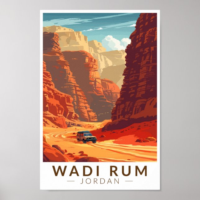 Wadi Rum Jordan Travel Art Vintage Poster (Front)