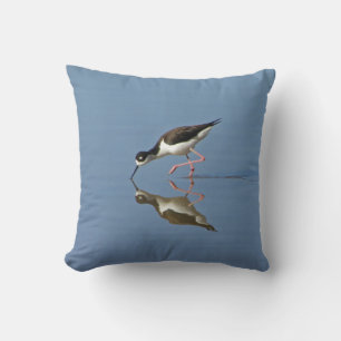 Wading Bird Calm Water Reflection Photo Nature Throw Pillow