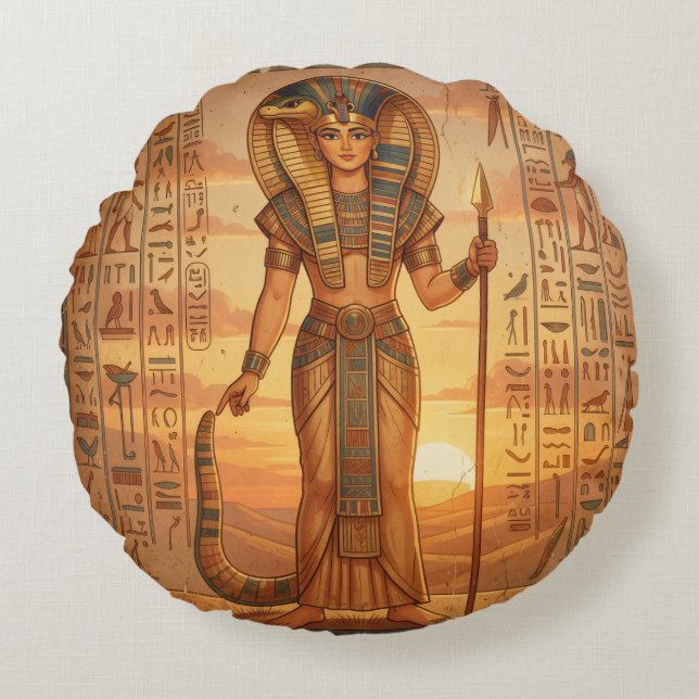 Wadjet – Ägyptische Schlangengöttin´3 Round Pillow (Front)