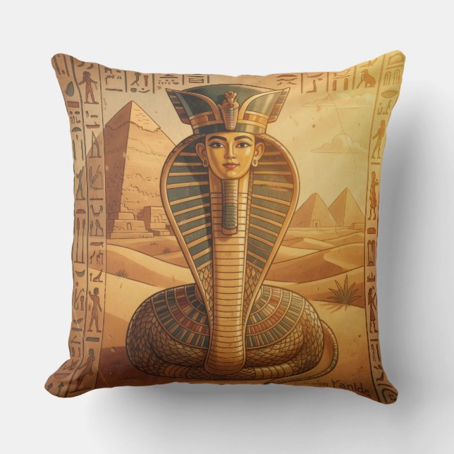Wadjet – Ägyptische Schlangengöttin´4 Throw Pillow (Front)