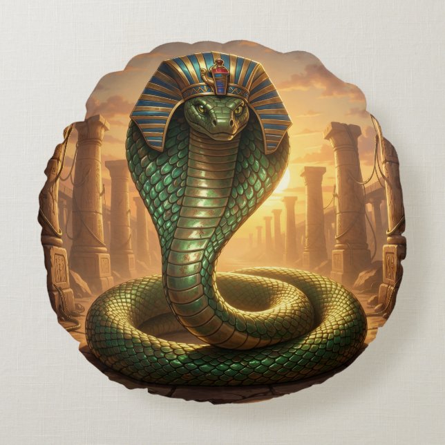 Wadjet – Ägyptische Schlangengöttin´6 Round Pillow (Front)