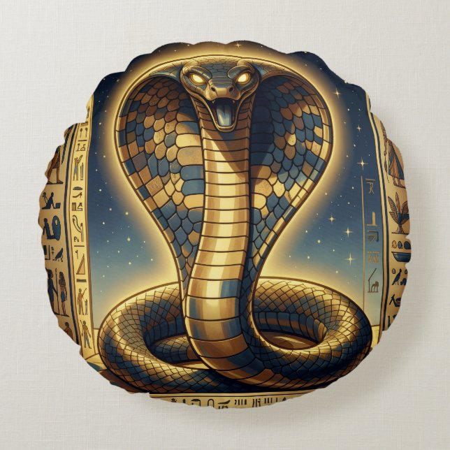 Wadjet – Egyptian Cobra Goddess´3 Round Pillow (Front)