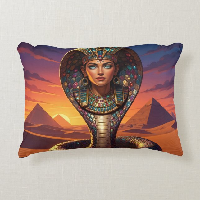 Wadjet – Egyptian Cobra Goddess´7 Accent Pillow (Front)