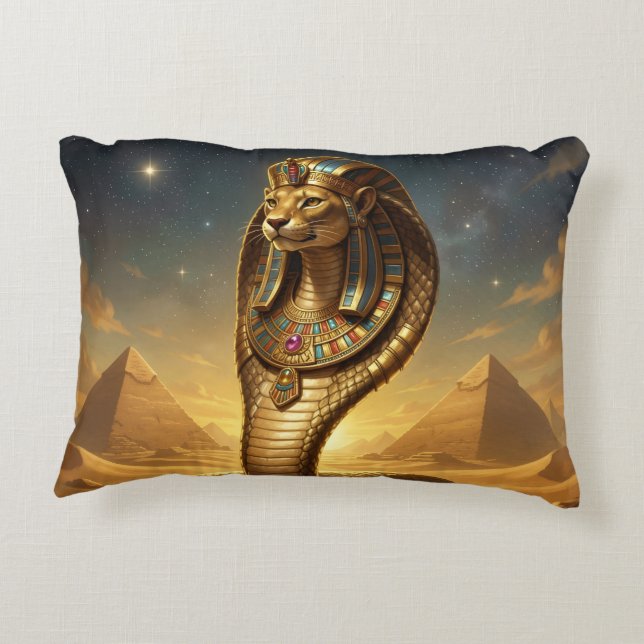 Wadjet – Egyptian Cobra Goddess Accent Pillow (Back)