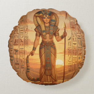 Wadjet - Egyptian Snake Goddess´3 Round Pillow