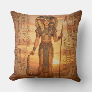 Wadjet – Egyptian Snake Goddess´3 Throw Pillow