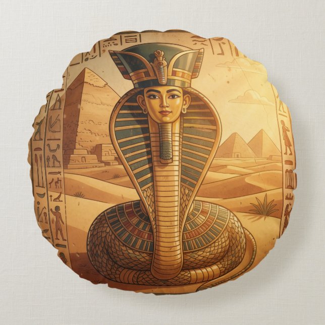 Wadjet - Egyptian Snake Goddess´4 Round Pillow (Front)