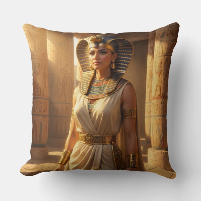 Wadjet - Egyptian Snake Goddess Throw Pillow (Front)