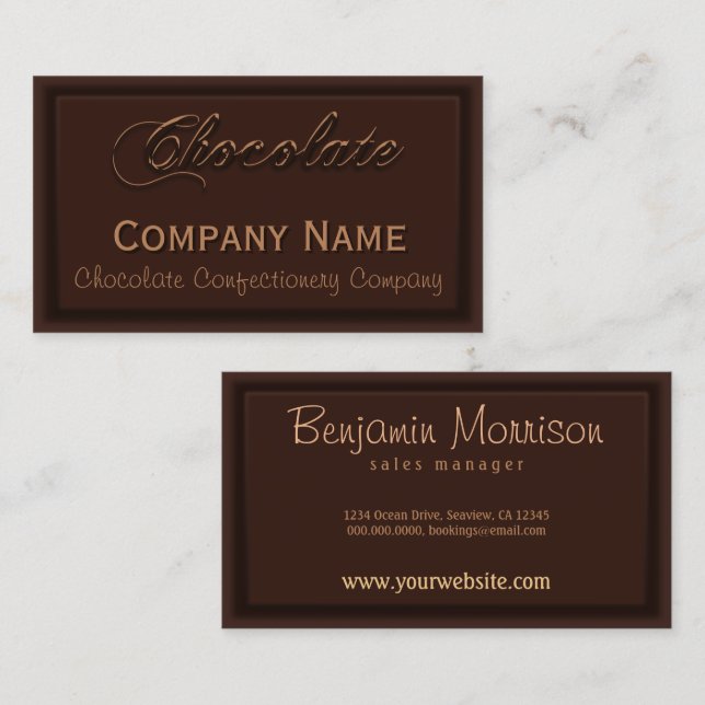 Wafer fine chocolat Cartes de visite (Devant / Derrière)