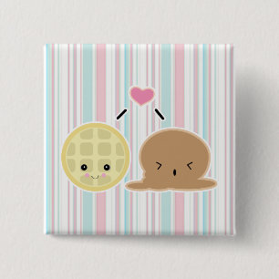 waffle and ice cream love 2 inch square button
