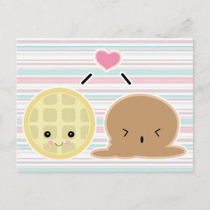 waffle and ice cream love postcard