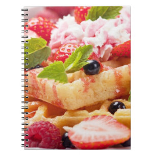 Waffle cake with fresh berry fruit notebook