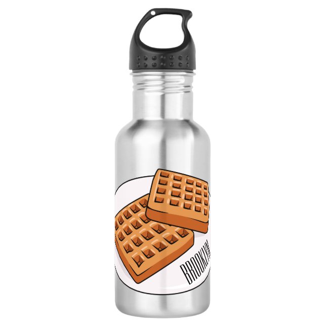 Waffle cartoon illustration  532 ml water bottle (Front)