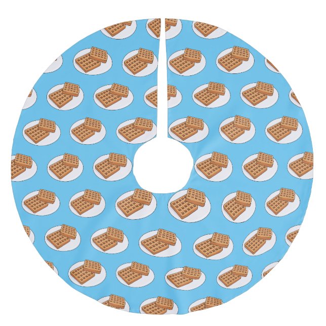 Waffle cartoon illustration  brushed polyester tree skirt (Front)