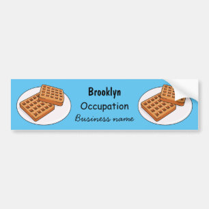 Waffle cartoon illustration bumper sticker