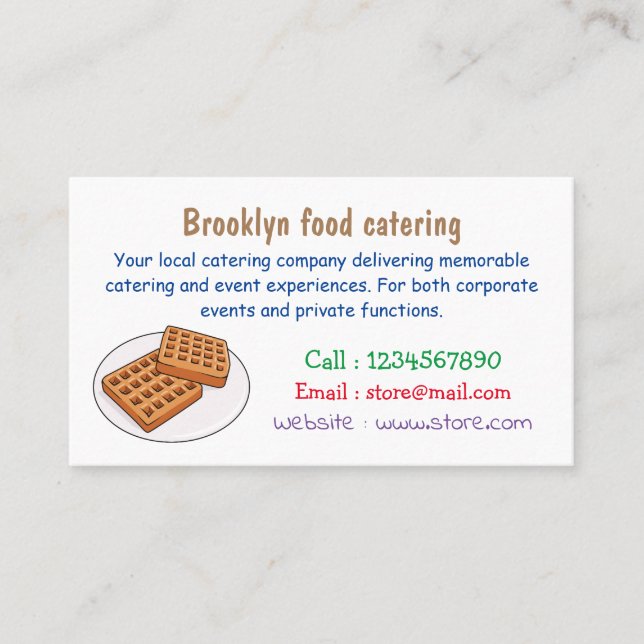 Waffle cartoon illustration business card (Front)